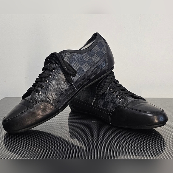 Louis Vuitton Other - LOUIS VUITTON Men's Damier Graphite LV Logo Cap Toe Low-Top Sneakers Size 10.5
